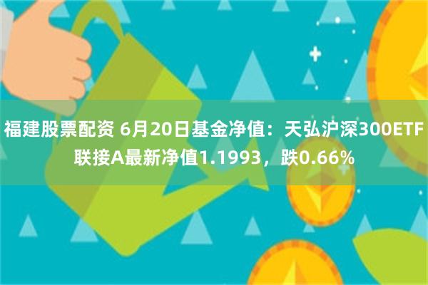 福建股票配资 6月20日基金净值：天弘沪深300ETF联接A最新净值1.1993，跌0.66%