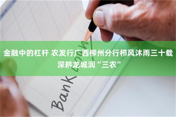 金融中的杠杆 农发行广西柳州分行栉风沐雨三十载 深耕龙城润“三农”